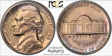 1942 5C Nickel MS67FS