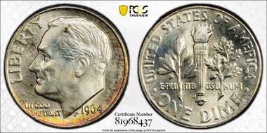 1964-D 10C MS67+ FB