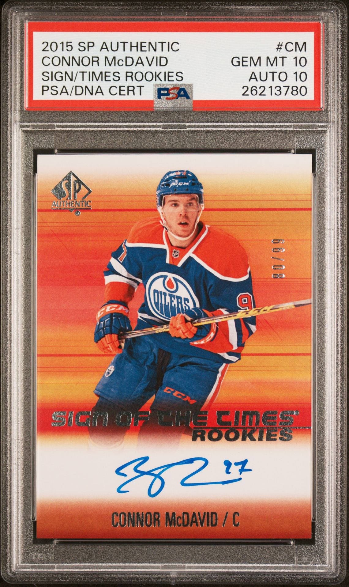 2015 Upper Deck SP AUTHENTIC SIGN OF THE TIMES ROOKIES SIGN/TIMES ROOKIES #CM Connor Mcdavid front