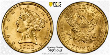 1906-D $5 MS65+