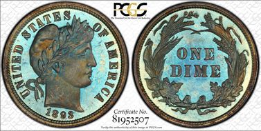 1893 10C PR67+ 