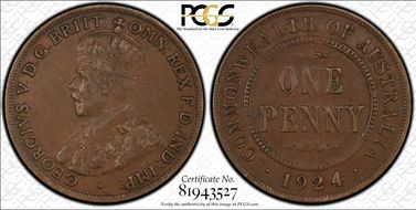 1924 (s) 1D Indian obverse VF35BN