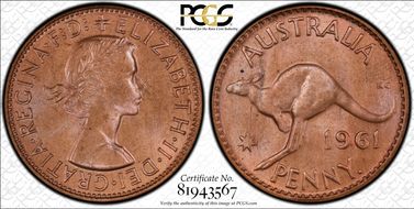 1961 Y. (p) 1D MS64RD