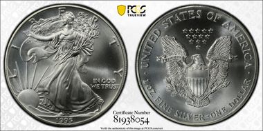 1995 $1 Silver Eagle MS70