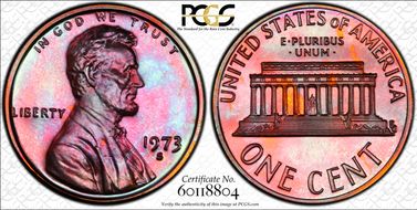1973-S 1C PR67RB