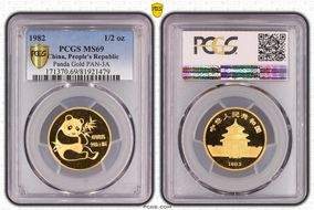 1982 1/2 oz Panda Gold PAN-3A MS69