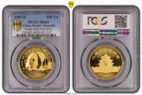 1987-S 100 Yn Panda Gold PAN-44A MS69