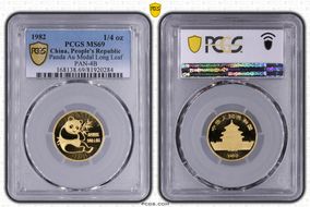 1982 1/4 oz Panda Au Medal Long Leaf PAN-4B MS69