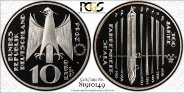 2014-J € 10 Fahrenheit Scale PR69DCAM