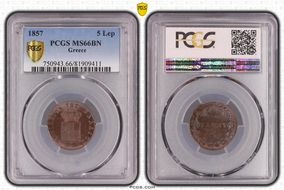 1857 5 Lep KM-32 MS66BN