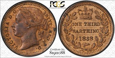 1868 1/3 Far S-3960 MS63RB