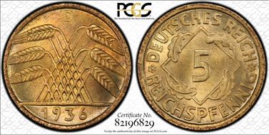 1936-D 5 Rcpfg J-316 MS66