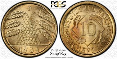 1936-D 10 Rcpfg J-317 MS66