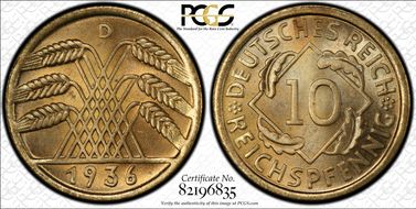 1936-D 10 Rcpfg J-317 MS66