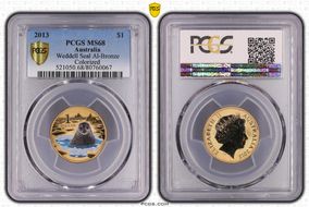 2013 $1 Weddell Seal Al-Bronze Colorized MS68