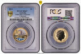 2013 $1 Polar Bear Al-Bronze Colorized MS67