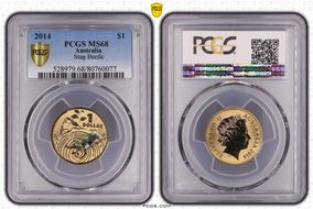 2014 $1 Stag Beetle Colorized MS68