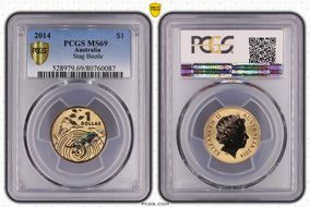 2014 $1 Stag Beetle Colorized MS69