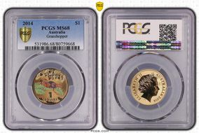 2014 $1 Grasshopper Colorized MS68