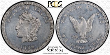 (1896) Bryan$ Sch-845 Aluminum Sixteen To One, We Don't Think N1