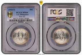 1944-S 50C KM-183  Ag MS64