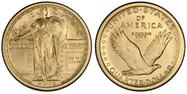 2016-W 25C 100th Anniversary Gold 100th Anniversary Label First Strike SP70