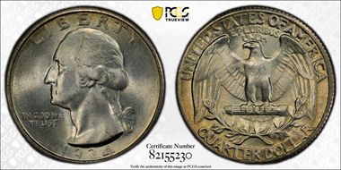 1934 25C Medium Motto MS65
