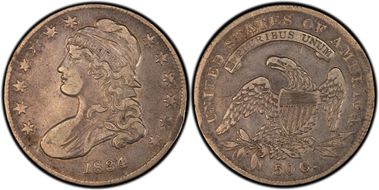 1834 50C O-114 Sm Date, Sm Letters VF25