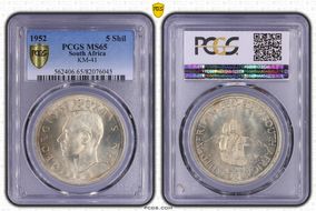 1952 5 Shil 300th Ann. Capetown KM-41  Ag MS65