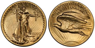 1907 $20 High Relief, Flat Edge MS63