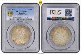 1913-A 3 Mk 25th Year J-112 MS64