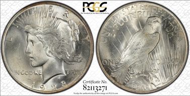 1923 $1 VAM 1V, Extra Hair MS66