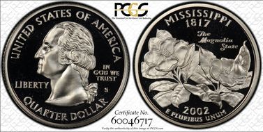 2002-S 25C Mississippi Silver PR69DCAM