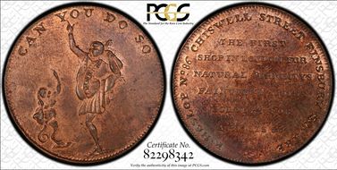 (c.1790) Tk 1/2D DH-336b Middlesex, Heslop's MS63RB