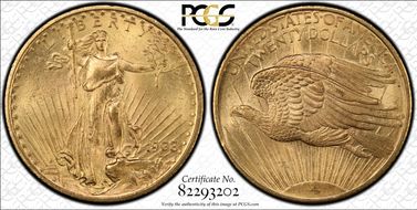 1908 $20 No Motto MS63