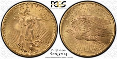 1908 $20 No Motto MS65