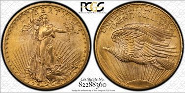 1908 $20 No Motto MS64