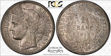 1849-BB 1 Fr Gad-457 AU58