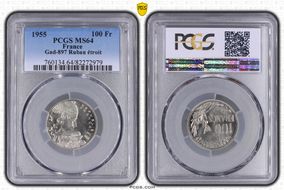 1955 100 Fr Gad-897 F-450 Ruban étroit MS64