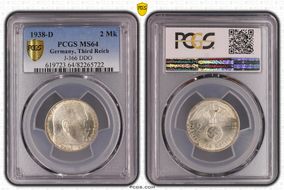 1938-D 2 Mk J-366 DDO MS64