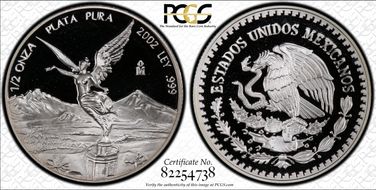 2002-Mo 1/2 oz Libertad Ag PR69DCAM