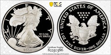 2004-W $1 Silver Eagle Mercanti Signature PR70DCAM