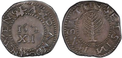 1652 Shilling Pine Tree, Large Planchet MS62