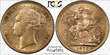 1873-S Sov S-3858A St. George AU58