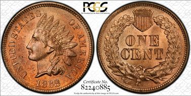 1868 1C MS65RD