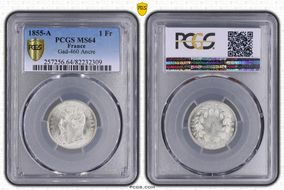 1855-A  1 Fr Gad-460 Main-Ancre F-214 MS64