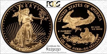 2001-W $50 Gold Eagle PR69DCAM