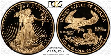 2001-W $50 Gold Eagle PR68DCAM