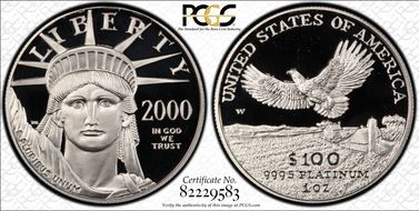 2000-W $100 Statue of Liberty PR69DCAM