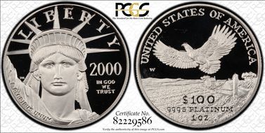 2000-W $100 Statue of Liberty PR69DCAM
